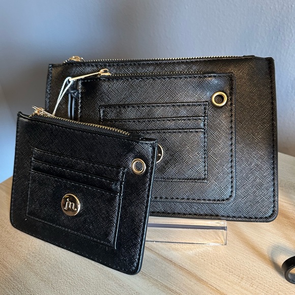 NWT JM BLACK CLUTCH WITH SMALL FRONT POUCH. Plus a free additional front pouch. - Picture 6 of 8